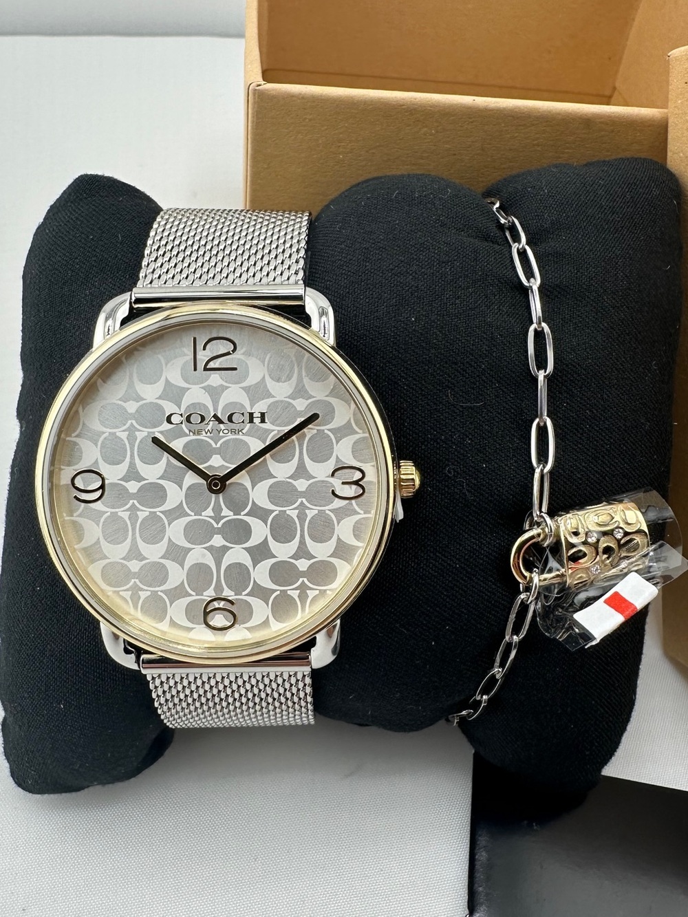 Coach Two-Tone Logo Dial Mesh Bracelet Watch